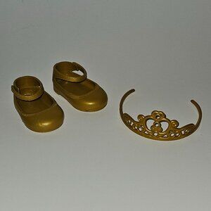 Our Generation Battat 18" Doll Mary Jane Gold Shoes Tiara Crown Accessory Lot